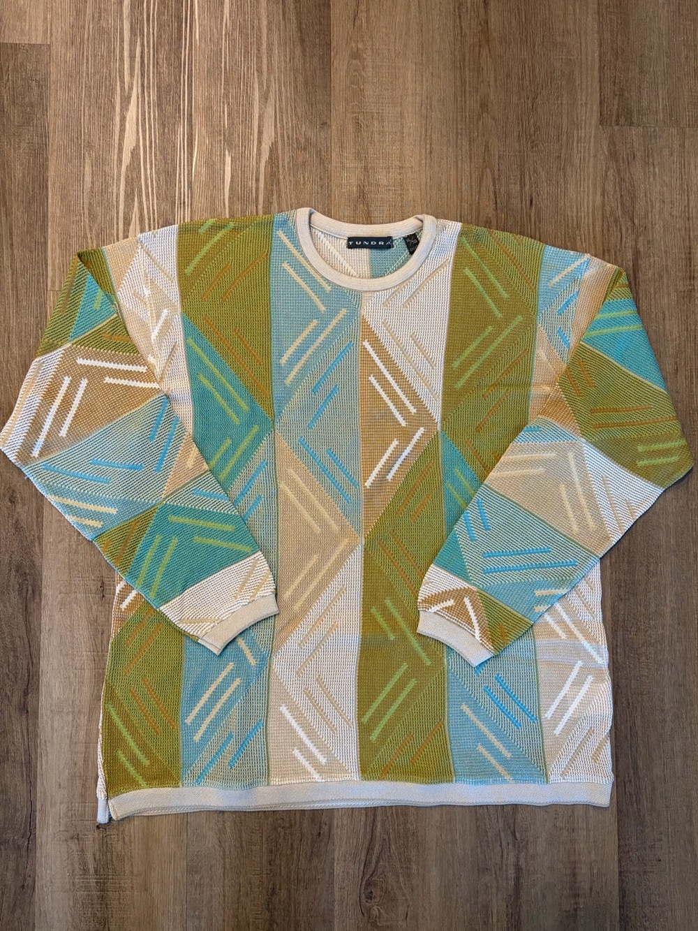 Vintage Tundra 3D Knit Sweater Coogi Style Men’s XL 100% Mercerized Cotton 90s